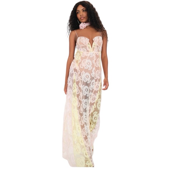 Blossom Maxi Dress In Ombré Sunset, NWT, Soft Lace - Picture 7 of 9